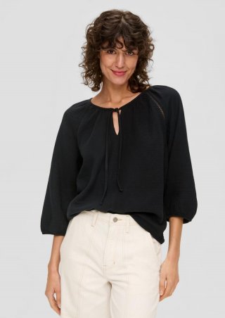 s.Oliver Blusenshirt aus Baumwolle mit elastischen Bündchen - schwarz