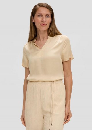 s.Oliver Viskose-Bluse mit Tunika-Ausschnitt - beige