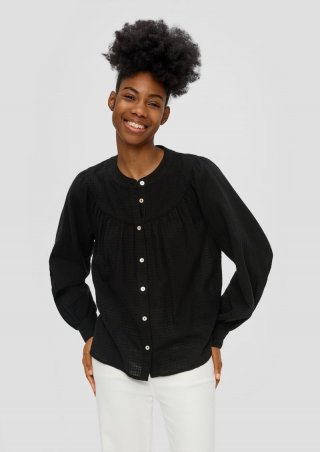 s.Oliver Bluse mit Dobby-Struktur im Loose Fit - schwarz