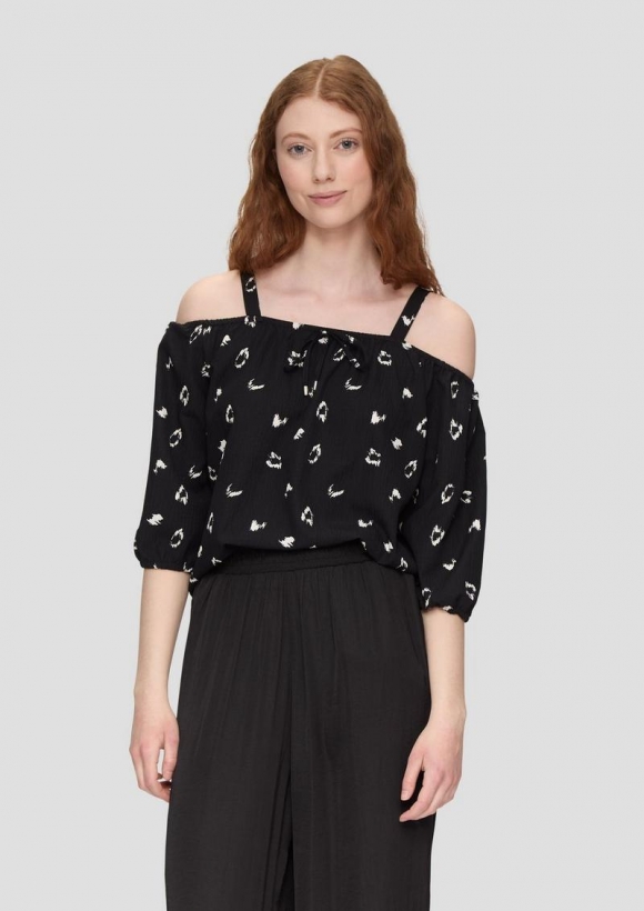s.Oliver Bluse mit Off-Shoulder-Ausschnitt - schwarz