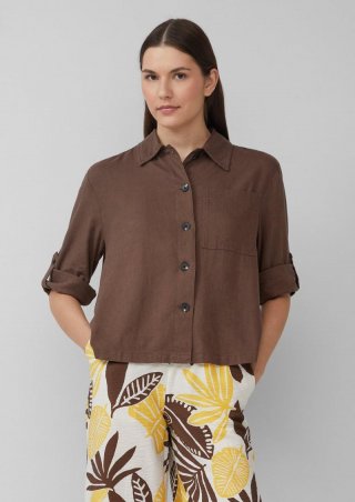 s.Oliver Hemdbluse aus Leinenmix - mokka