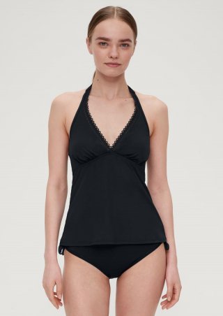 s.Oliver Tankini Top mit Stickerei-Detail - schwarz