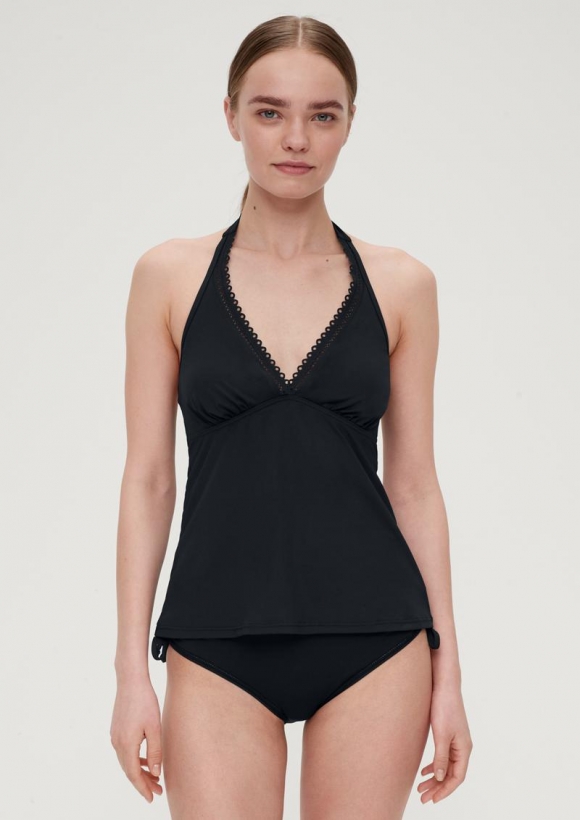s.Oliver Tankini Top mit Stickerei-Detail - schwarz