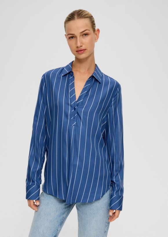 s.Oliver Twillbluse aus Viskose - dunkelblau
