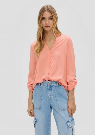 s.Oliver Viskosebluse mit Turn-up-Funktion - pfirsich