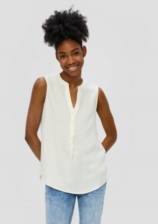 s.Oliver Ärmellose Bluse aus Crêpe - ecru