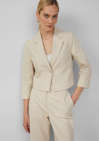 s.Oliver Cropped Blazer aus Leinenmix - helles beige
