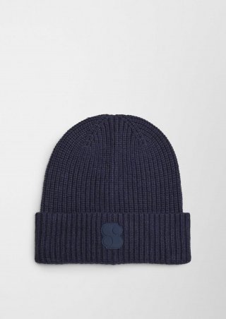 s.Oliver Strickmütze aus Baumwollmix - navy