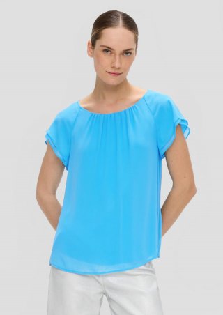 s.Oliver Chiffon-Bluse mit Double-Layer Ärmeln - azurblau