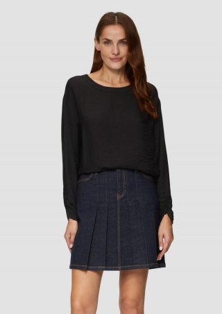 s.Oliver Viskose-Bluse mit elastischem Saum - schwarz
