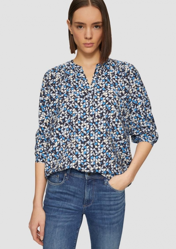 s.Oliver Strukturierte Bluse aus Viskosemix - navy
