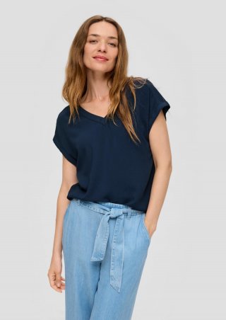 s.Oliver Viskosebluse im Relaxed Fit mit Cut-out-Detail - tiefblau