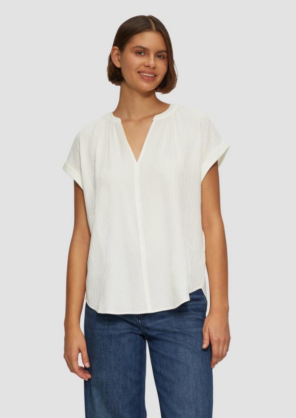 s.Oliver Locker geschnittene Bluse mit Struktur - ecru