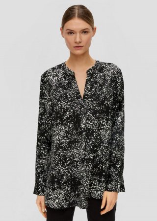 s.Oliver Gemusterte Bluse im Loose Fit - schwarz