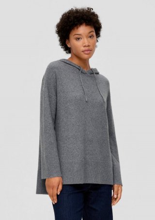 s.Oliver Strickpullover mit verlängertem Rückensaum - graphit