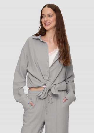 s.Oliver Oversized-Hemdbluse aus Musselin - grau