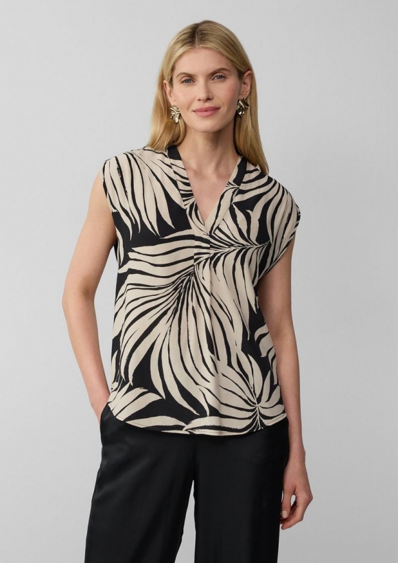 s.Oliver Fließende Viskosebluse mit floralem Print - schwarz