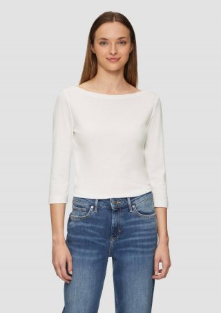 s.Oliver T-Shirt mit 3/4-Arm und U-Boot Ausschnitt - ecru