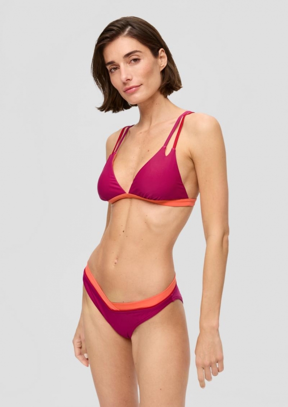 s.Oliver Triangel-Bikini-Top mit Colour-Blocking - burgund