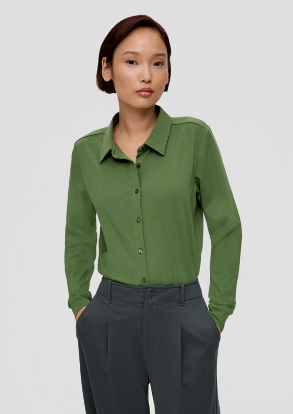 s.Oliver Hemdbluse aus Jersey - olivgrün