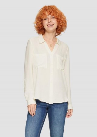 s.Oliver Crêpe-Bluse mit Brusttaschen - creme