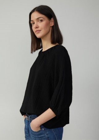 s.Oliver Strukturierte Relaxed-Fit-Bluse mit Raffungen und Raglanärmeln - schwarz