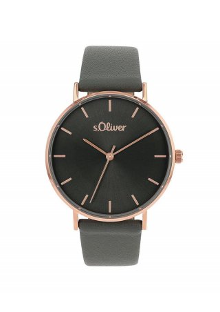 s.Oliver Edelstahluhr mit Lederarmband - roségold