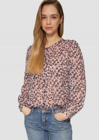 s.Oliver Leicht transparente Chiffonbluse mit All-over-Print - zartrosa