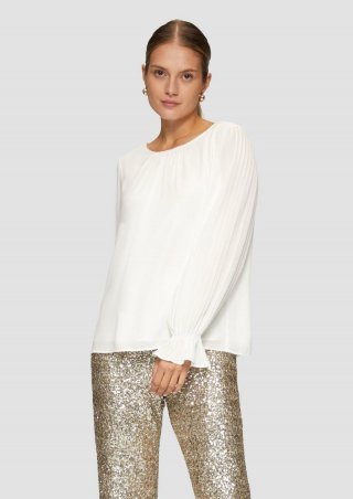 s.Oliver Viskosebluse mit Plisseeärmeln - ecru