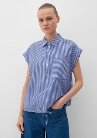 s.Oliver Baumwollbluse mit Streifen - blau