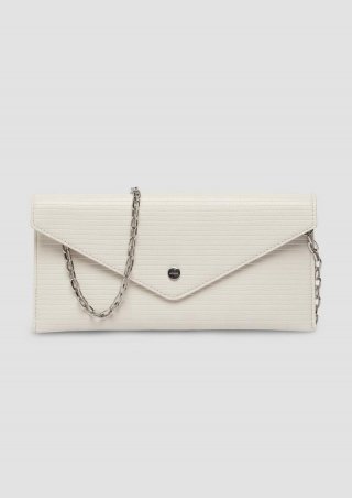 s.Oliver Elegante Clutch mit Kettenriemen und Überschlag mit Magnetknopf - helles beige