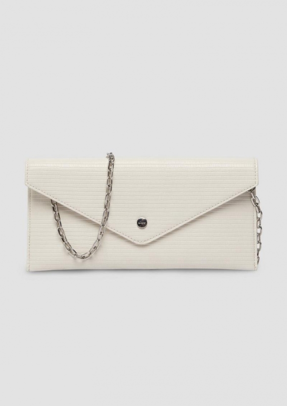s.Oliver Elegante Clutch mit Kettenriemen und Überschlag mit Magnetknopf - helles beige