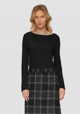 s.Oliver Leichter Feinstrickpullover mit Rollkante - schwarz