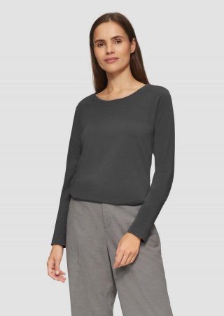 s.Oliver Longsleeve aus Baumwollstretch - grau