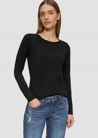 s.Oliver Longsleeve aus Baumwollstretch - schwarz
