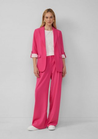 s.Oliver Crêpe-Blazer mit 3/4-Ärmeln und Raff-Details - pink