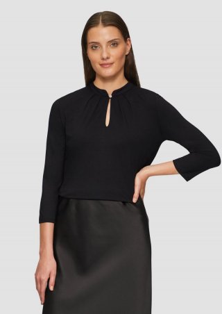 s.Oliver T-Shirt mit 3/4-Arm aus Viskosemix - schwarz