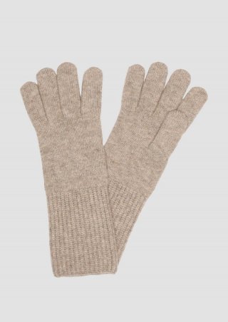 s.Oliver Gestrickte Handschuhe aus Wollmix - hellbraun