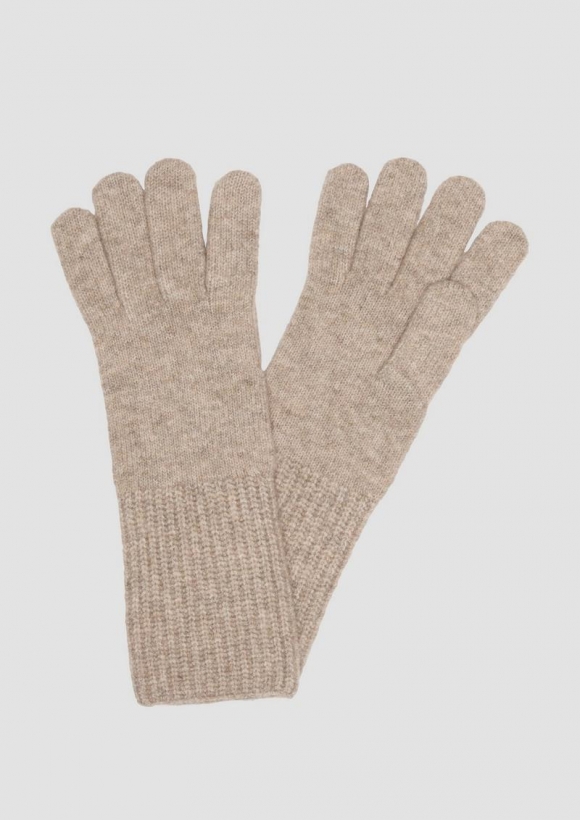 s.Oliver Gestrickte Handschuhe aus Wollmix - hellbraun