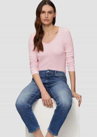 s.Oliver Feines Jersey-Longsleeve mit Rippstruktur - zartrosa