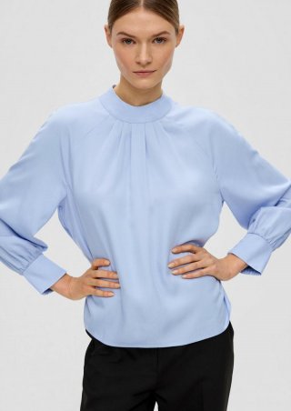 s.Oliver Hochgeschlossene Bluse aus Lyocell - hellblau