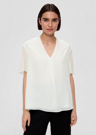 s.Oliver Bluse mit V-Ausschnitt - ecru