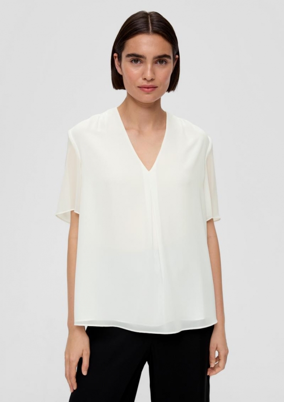 s.Oliver Bluse mit V-Ausschnitt - ecru