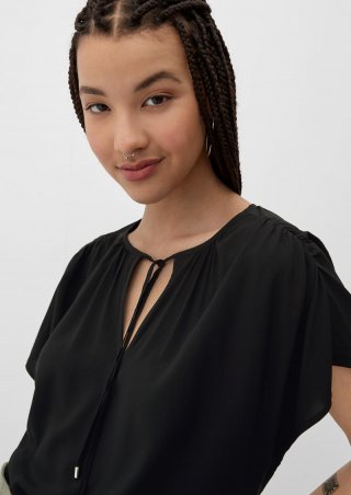 s.Oliver Viskosebluse mit Raffung - schwarz