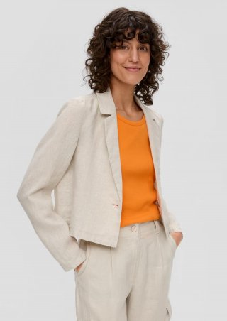 s.Oliver Kurzer Boxy-Blazer aus Leinen - beige