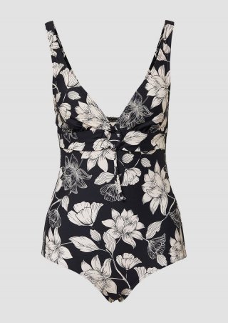 s.Oliver Floral gemusterter Badeanzug - schwarz