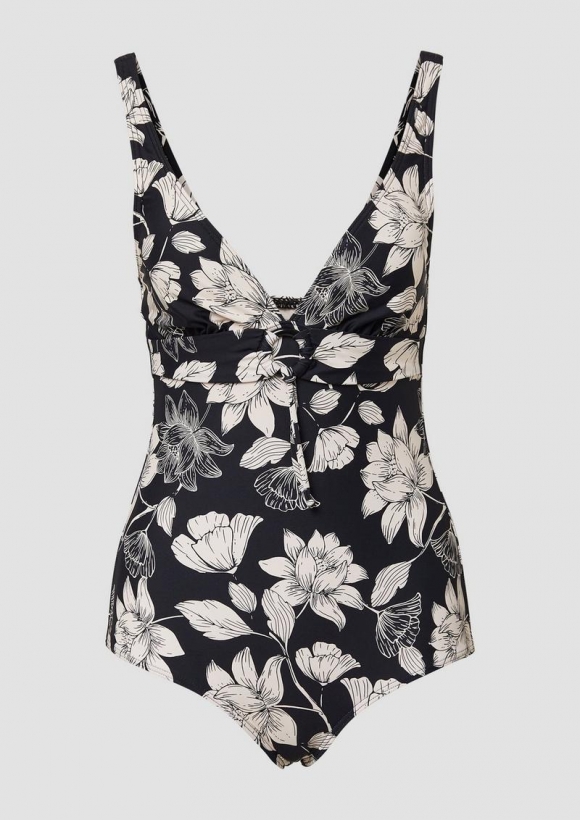 s.Oliver Floral gemusterter Badeanzug - schwarz