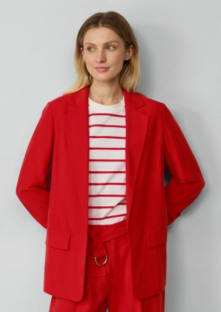 s.Oliver Langer Blazer aus Viskosemix mit Raff-Detail am Ärmel - rot