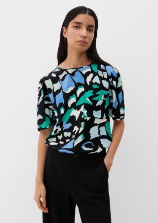 s.Oliver Bluse mit Dobby-Struktur - schwarz