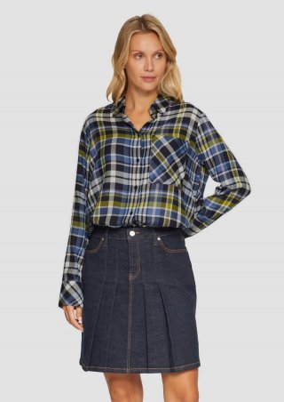 s.Oliver Karierte Hemdbluse aus Viskosemix - navy